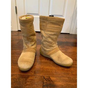 Tecnica Tan Suede & Goat Hair Snow Boots, Size 8
